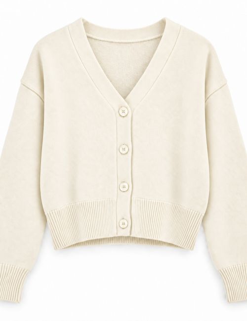 Cardigan corto in viscosa con bottoni Fly Girl burro