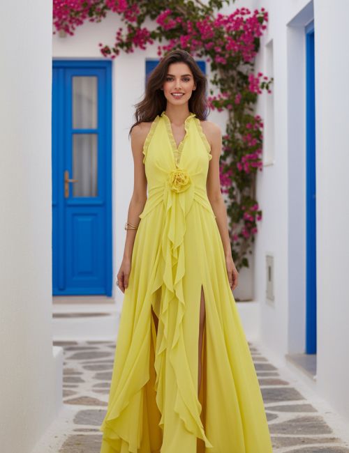 Abito Rouches giallo