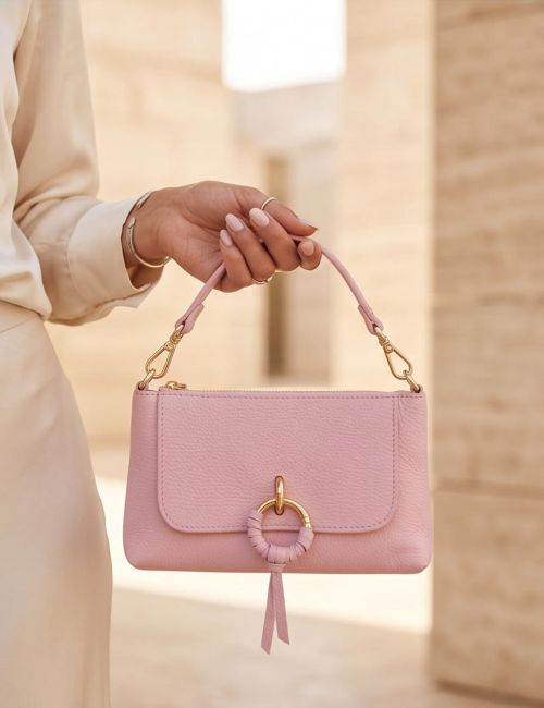 Borsa rosa piccola in pelle