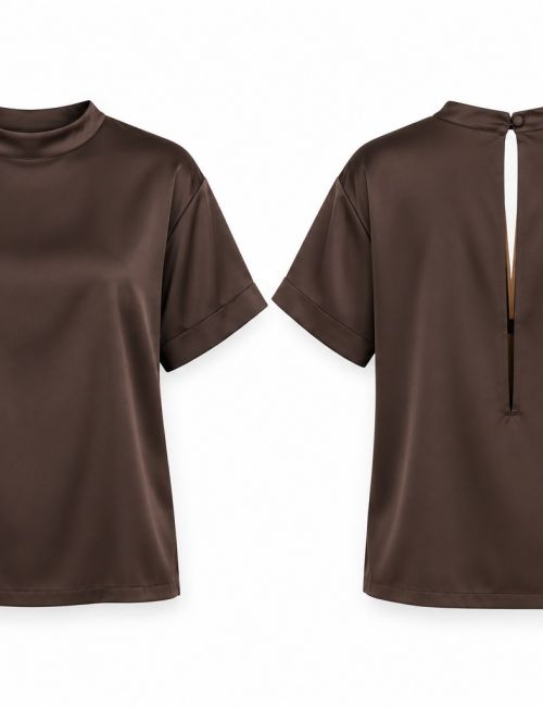 Maglia marrone con apertura sul retro– Jijil