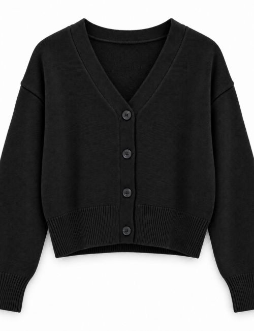 Cardigan corto in viscosa con bottoni Fly Girl nero