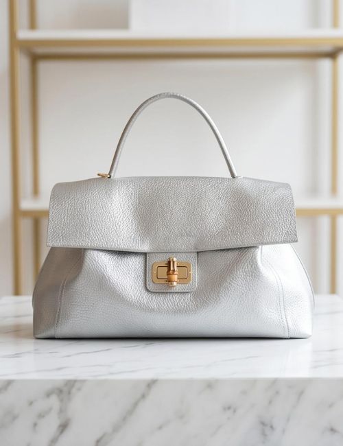 Borsa grande in pelle argento