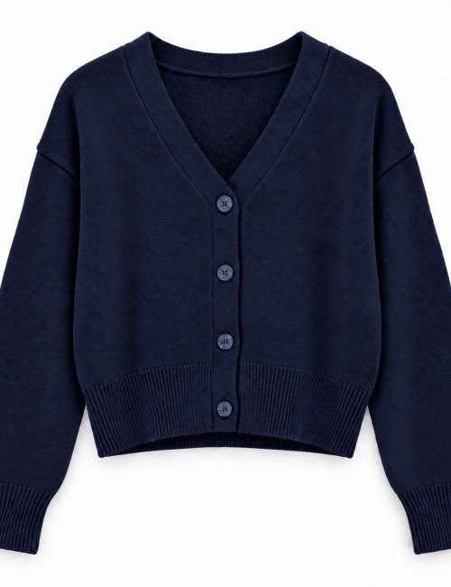 Cardigan corto in viscosa con bottoni Fly Girl blu
