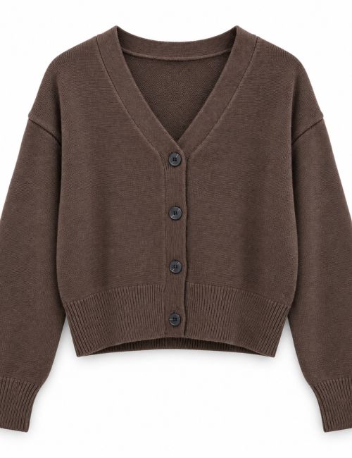 Cardigan corto in viscosa con bottoni Fly Girl moro