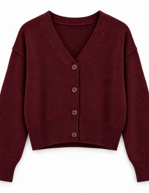 Cardigan corto in viscosa con bottoni Fly Girl vino